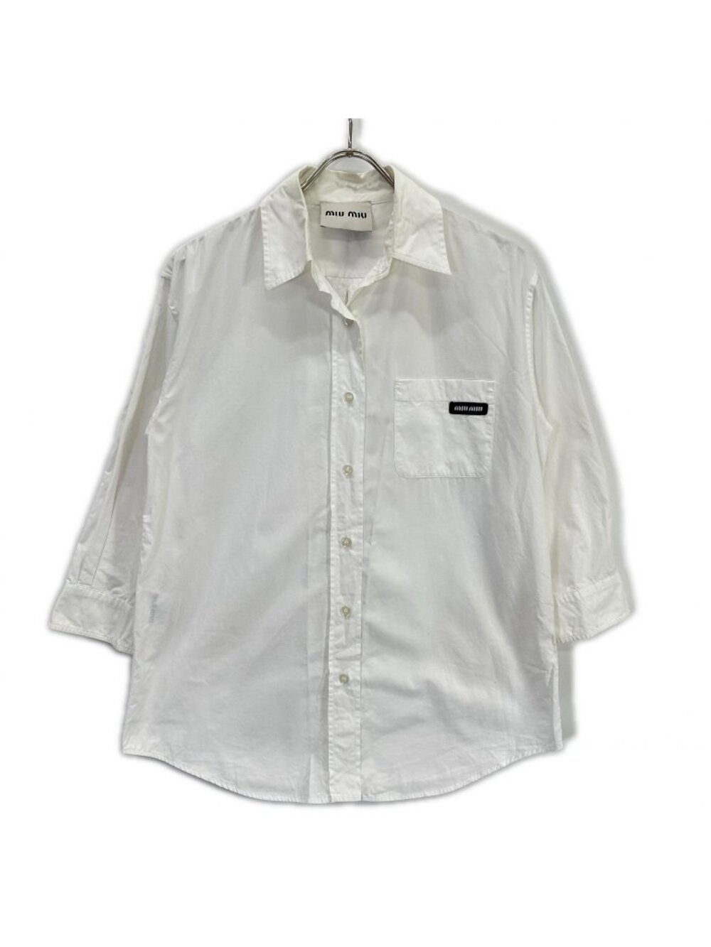 Miu Miu Logo Patch Cotton Long Sleeve Shirt 40